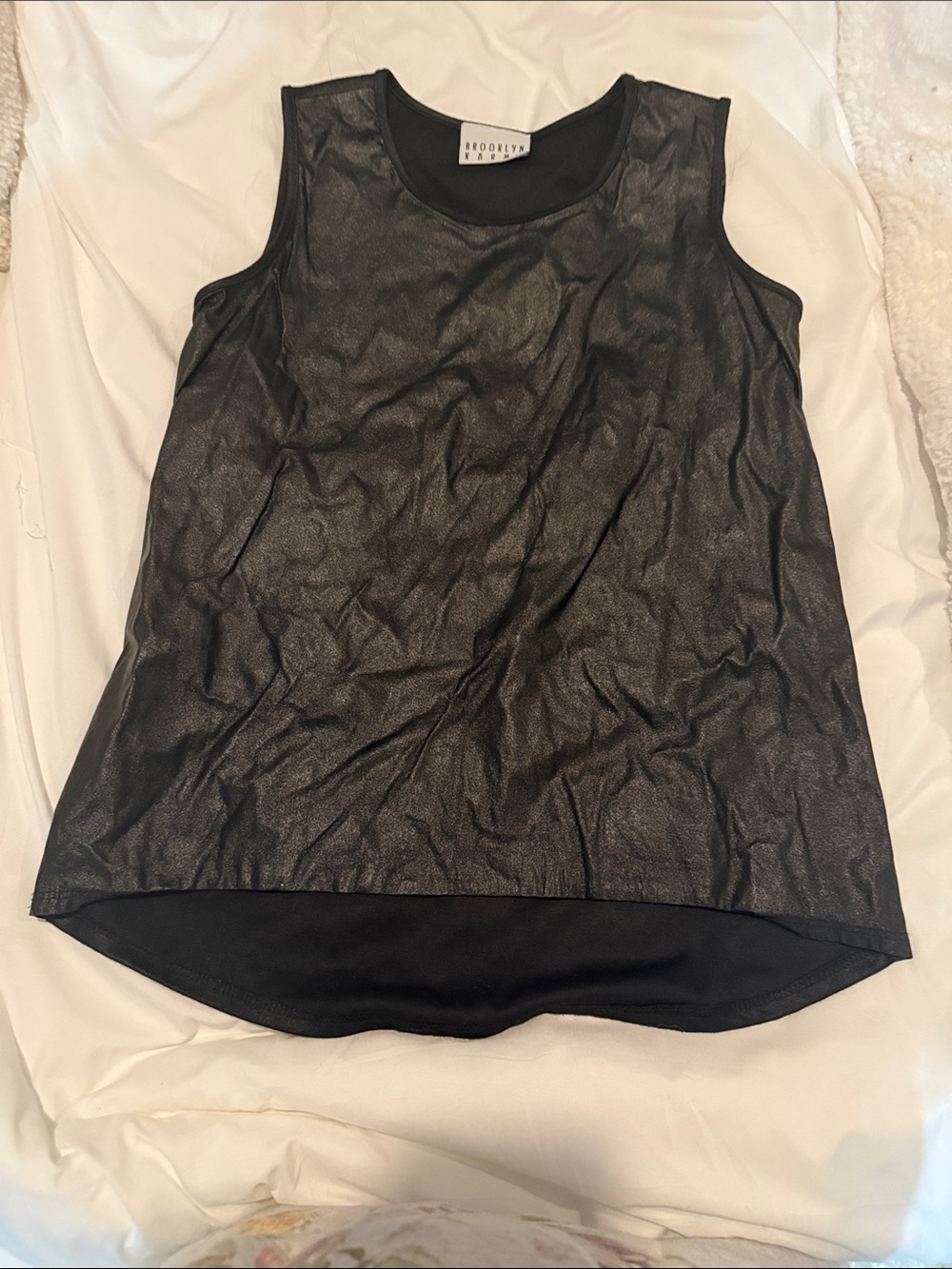 Brooklyn + Bailey Black Faux-Leather Tank Top